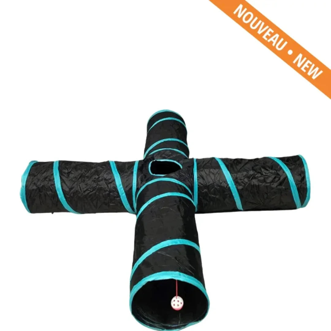 4-Way Cat Tunnel, Black & Teal