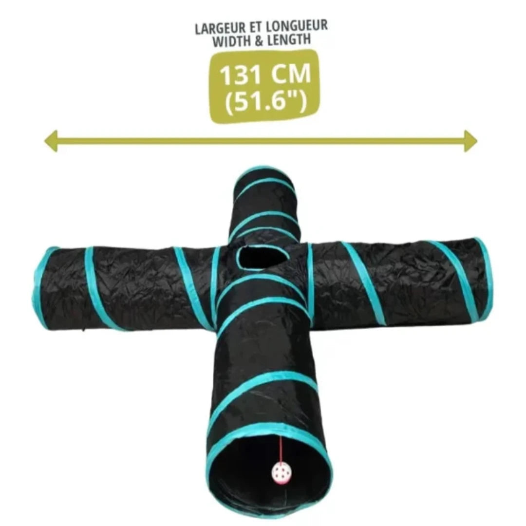 4-Way Cat Tunnel, Black & Teal